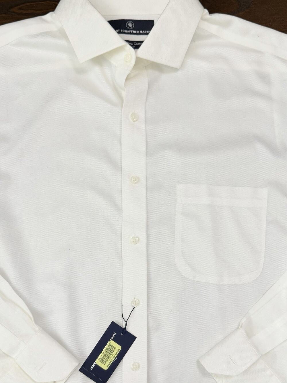 New Hart Schaffner Marx Dress Shirt White Size 16 1/2 - 33 Pima Cotton NWT $89